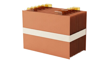 Isolated expanding file folder, office supplies. Accordion organizer, paperwork container
