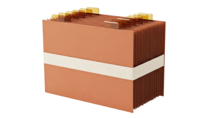 Isolated expanding file folder, office supplies. Accordion organizer, paperwork container