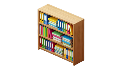 Bookshelf with Books and Folders Icon