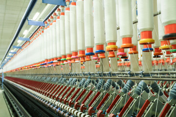 Modern spinning equipment on the production line