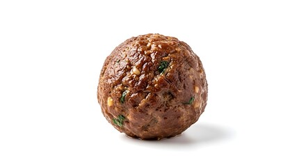 Single Cooked Meatball Isolated on White Background