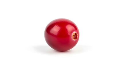 Single Fresh Red Cranberry on White Background