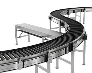 Wooden desk and chair near an empty office staircase interior design