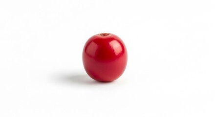 Single Red Coffee Cherry on White Background