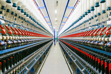 Modern spinning equipment on the production line