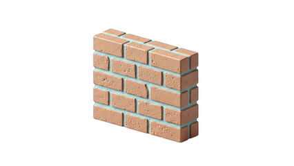 Brick Wall Section Isolated on White Background