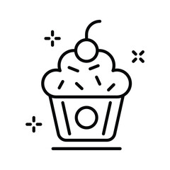 An editable icon of cupcake designed in outline style