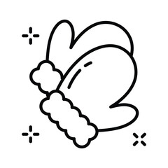 Trendy outline icon of mittens, perfect for cold weather.
