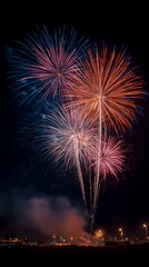 colorful fireworks exploding in a clear night sky