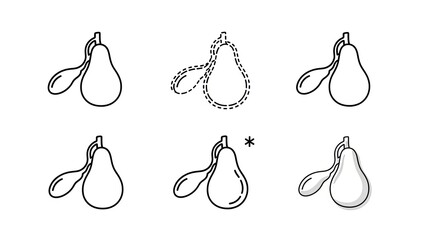 Creative minimalistic pear concept illustration featuring diverse design variations and visual