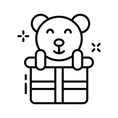 Wrapped gift box with a ribbon, outline icon of gift box in modern style.