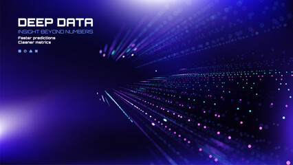 Obraz premium Deep data insight beyond numbers concept. Abstract tech vector background. Faster predictions and cleaner metrics for digital marketing.