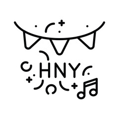 A bright starburst label with �Happy New Year� surrounded by colorful confetti © DesignView