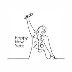 
Happy New Year 2026 Singer Celebration Monoline Line Art Design