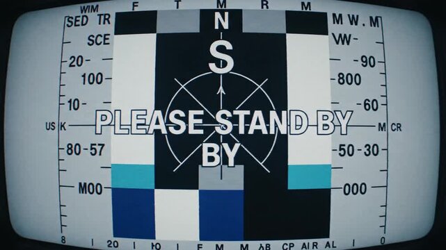 Retro Television Test Pattern with "Please Stand By" and Vintage Calibration Graphics
