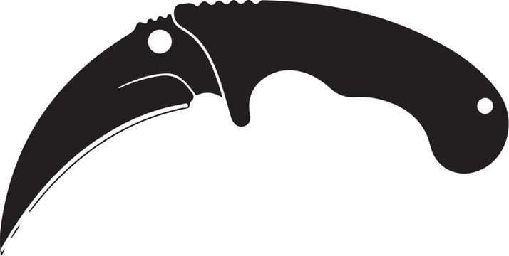 Black Silhouette of a Karambit Knife blade curved