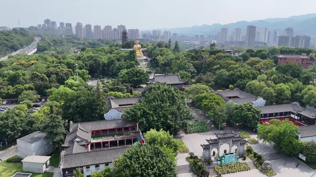 Huayan Temple Chongqing Aerial View with City Skyline