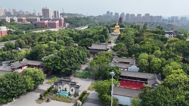 Huayan Temple Aerial View, Chongqing China - Scenic Buddhist Temple Complex