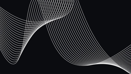 Elegant abstract interlaced wave line composition on dark background featuring smooth flowing curves and geometric linear motion