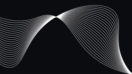 Minimal flowing abstract wave lines forming smooth symmetric curves across a dark modern background with elegant linear motion