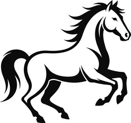 Obraz premium Running Horse Silhouette – Isolated on Transparent Background Black Wild Stallion Vector Illustration