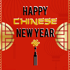 Modern Red and Gold Chinese Greeting