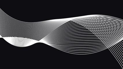 Abstract interwoven wave line pattern featuring smooth flowing geometric curves and dynamic linear motion across a dark modern background