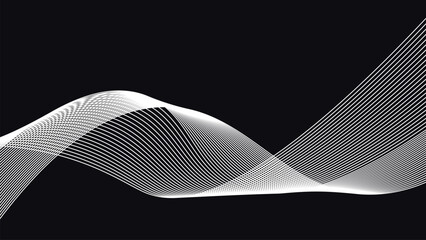 Interwoven abstract wave ribbon with multilayered flowing line curves and geometric contour motion forming smooth dynamic shapes on a dark modern background