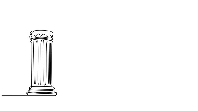Greek column one continuous line drawing, Greek columns one continuous line drawing. Ancient building architecture, Continuous one line drawing ancient roman and historical classic decorations gothic