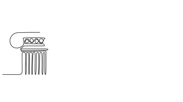 Greek column one continuous line drawing, Greek columns one continuous line drawing. Ancient building architecture, Continuous one line drawing ancient roman and historical classic decorations gothic