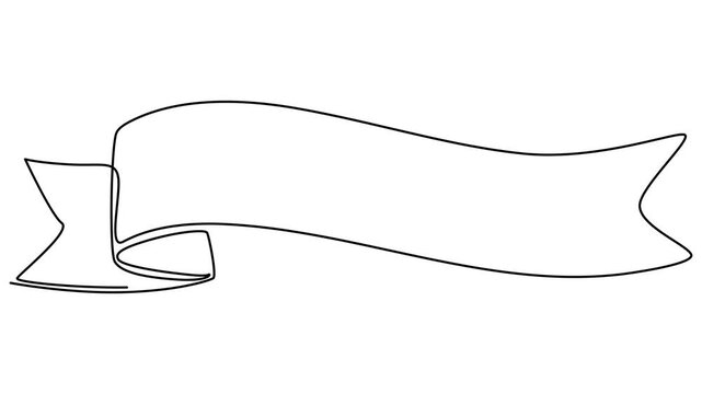ribbon continuous one line drawing animation, Animated self drawing of continuous line draw of Medal ribbon banner. Full length one line animation. 4K, Self drawing line animation Bow tie continuous