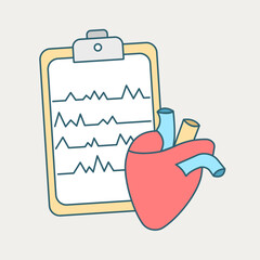 Vector flat linear illustration of medicine and healthcare