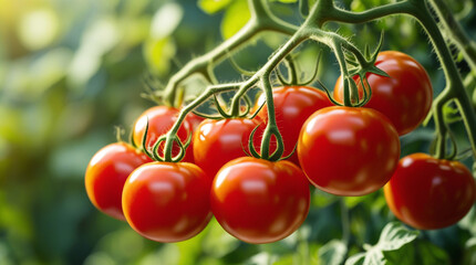 Red tomatoes on vine