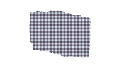 Rustic Torn Gingham Checkered Paper Texture Overlay Isolated on Black Background
