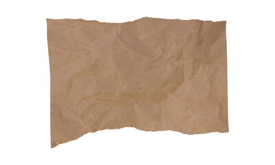 Fototapeta premium Crumpled Brown Kraft Paper Texture with Torn Edges Isolated on Black Background