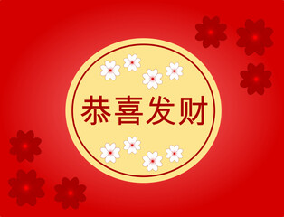 Chinese Lunar New Year greeting card wishing happiness and prosperity