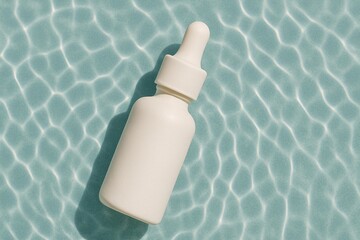 Minimalist Skincare Product Mockup on Rippling Water Surface