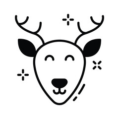 An editable icon of christmas reindeer designed in glyph style