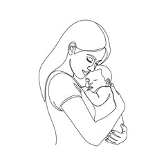 Mother tenderly kissing her sleeping baby