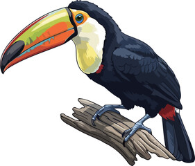 Fototapeta premium chromatic sentinel vibrant hues guarding the lush secrets of the tropical wild, isolated on transparent background