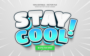 Stay Cool White Blue 3D Text Effect Editable