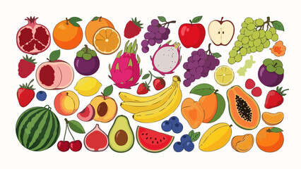 Vibrant and diverse collection of fresh, ripe fruits, showcasing a colorful assortment of nature's bounty for healthy eating and natural goodness