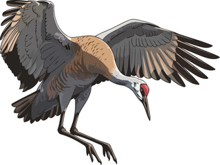 Fototapeta premium ephemeral grace witness the powerful motion of a cranes wild flight, isolated on transparent background