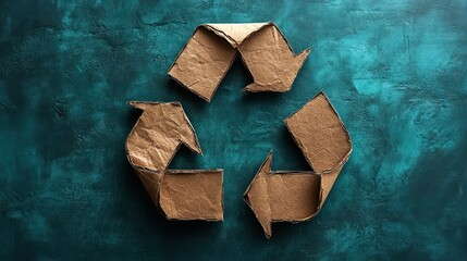 Cardboard Recycling Symbol on Teal Background