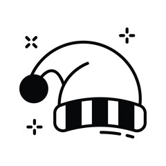 Classic Santa hat with a pom pom, festive headwear.