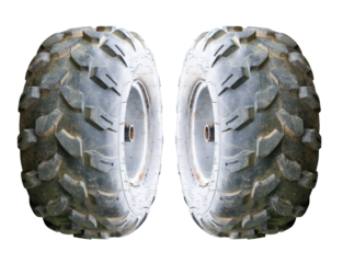 The wheels of a walk-behind tractor is isolated on a transparent background