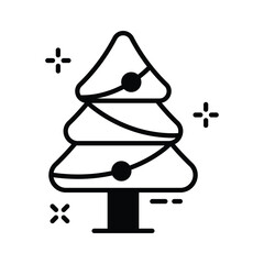 Decorated Christmas tree with star on top, festive holiday symbol