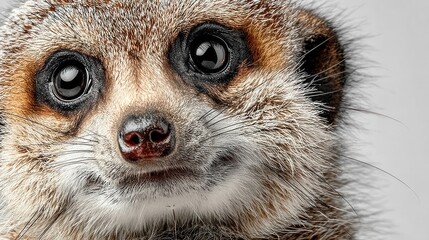 Close-up of a Meerkats Face with Expressive Eyes and Fur.