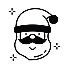 Ready to use glyph style icon of santa face with cap