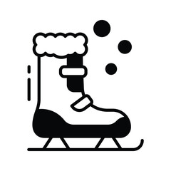 An editable glyph icon of ice skating shoes, ready to use vector